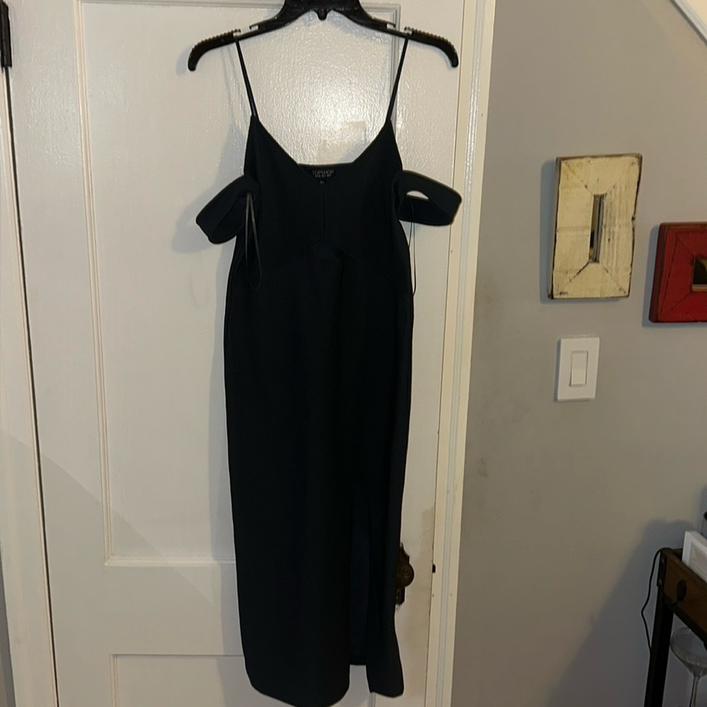 Top shop Ribbed Strappy Dress with a mock sleeve